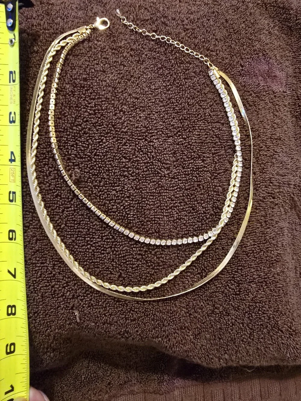 Adornia 3-Piece Gold Plated Layering Necklace Set - Excellent Condition
